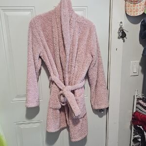 Cozy Plush Shawl-Collar Robe in Light Pink